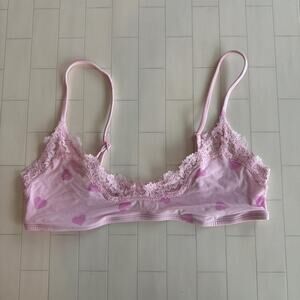 NWT SKIMS Fit Everybody Lace Scoop Neck Bralette - Baby Pink Hearted Print*